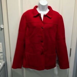 Lands’ End 100 percent wool sweater jacket.Red size 12T